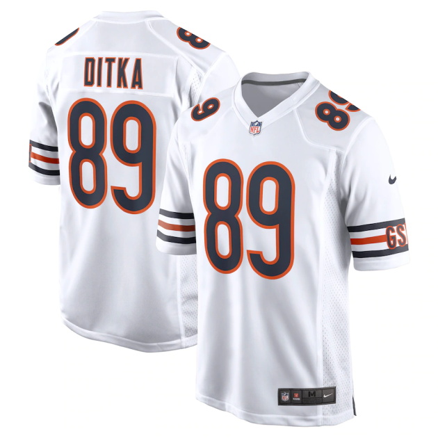 mens nike mike ditka white chicago bears retired player game jersey